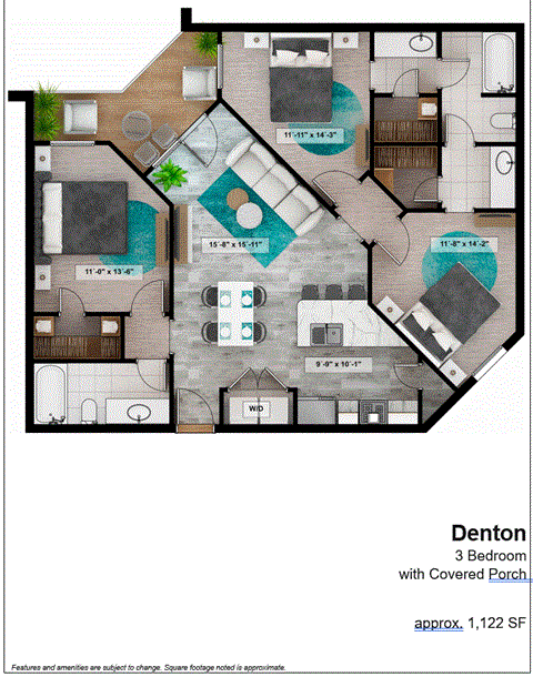 industry with a bedroom and a living room